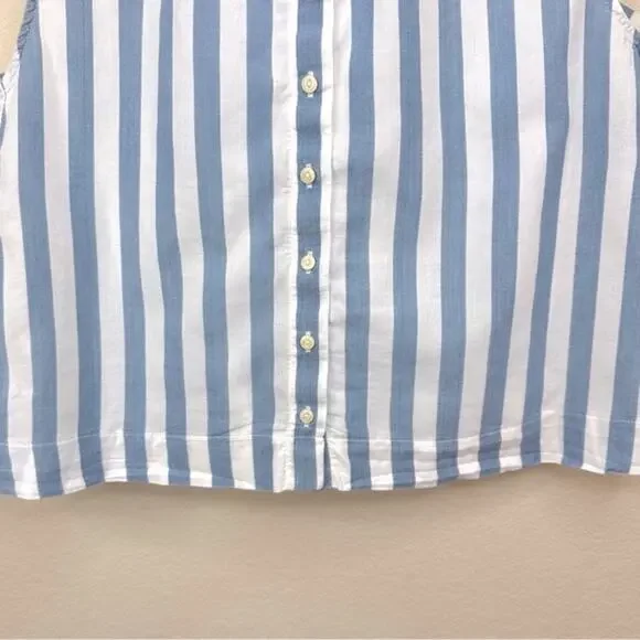 MADEWELL Indigo Button blouse top sleeveless striped cotton Size L - Picture 9 of 13